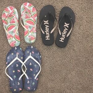 Hurley Women's Slippers - Black, Pink, Blue, Tan
